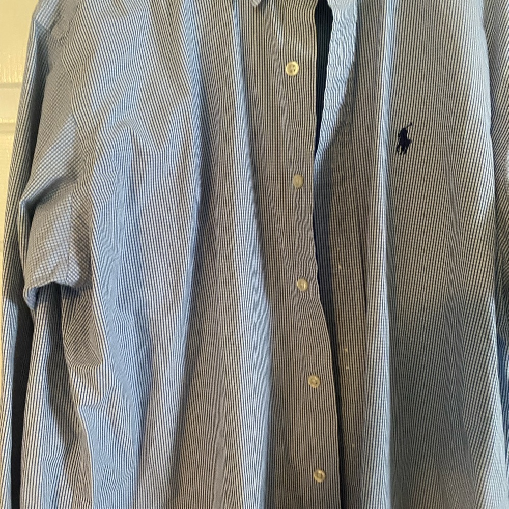 Polo by Ralph Lauren Blue Casual long sleeve Shirt. Size Medium. Lt Blue. Sl 34”